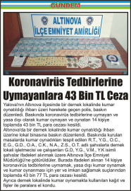 Koronavirüs-Tedbirlerine-Uymayanlara-43-Bin-TL-Ceza