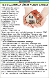 TEMMUZ AYINDA BİN 24 KONUT SATILDI