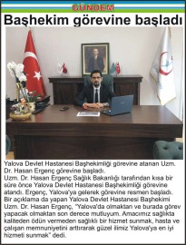 Başhekim görevine başladı