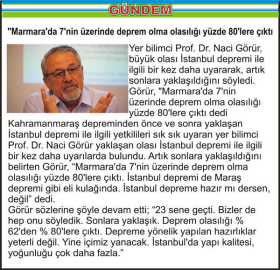 "Marmara'da 7’nin üzerinde deprem olma olasılığı yüzde 80'lere çıktı