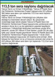 113,5 ton sera naylonu dağıtılacak