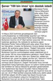 Şener ‘100 bin imza’ için destek istedi