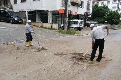 Armutlu ’da yağış sonrası temizlik yapıldı