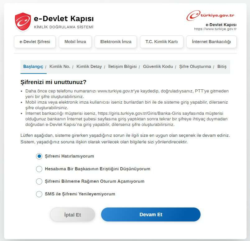 e devlet şifresi nasıl değiştirilir? e devlet telefon numarası ile şifre yenileme?