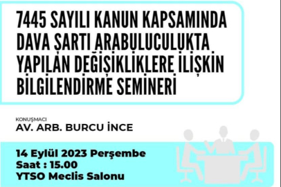 YTSO Arabuluculukta Yapılan Değişikliklere İlişkin Seminer Düzenliyor