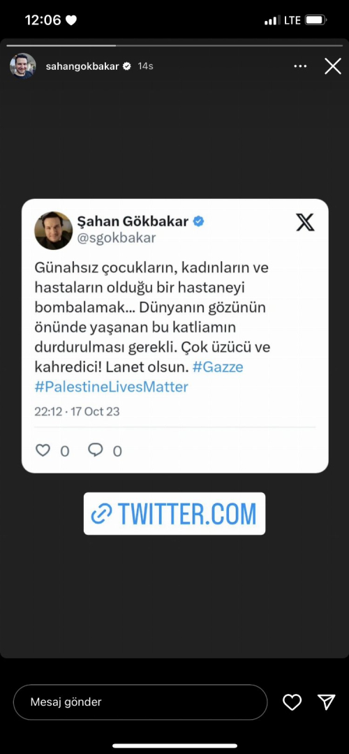 Şahan Gökbakar'dan israil'e tepki