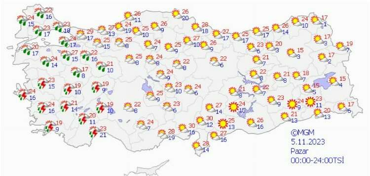 marmara bölgesi 2 kasım hava durumu