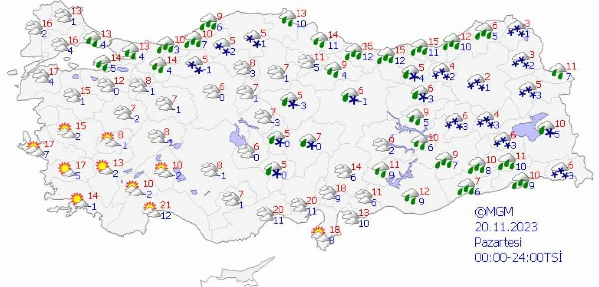 pazartesi günü hava durumu