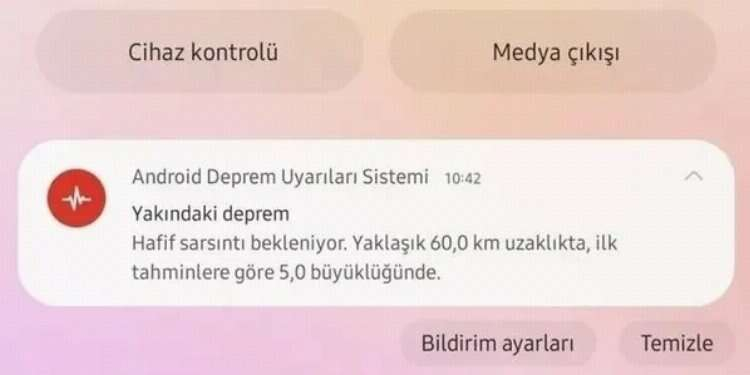 android deprem uyarı sistemi