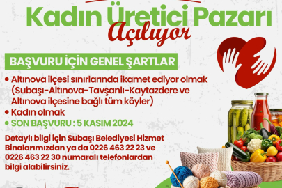 Subaşı’nda Kadın Üretici Pazarı açılıyor