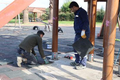 Kauçuk zeminin bakım ve onarımları yapıldı